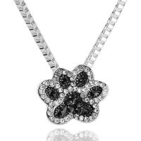 Rhinestone Zinc Alloy Necklace, with 1.96inch extender chain, Claw, silver color plated, Unisex & box chain & enamel & with rhinestone Approx 17.7 Inch 