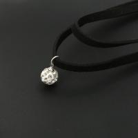 Zinc Alloy Necklace, with Velveteen Cord, with 1.96inch extender chain, silver color plated, for woman & with rhinestone Approx 17.7 Inch 