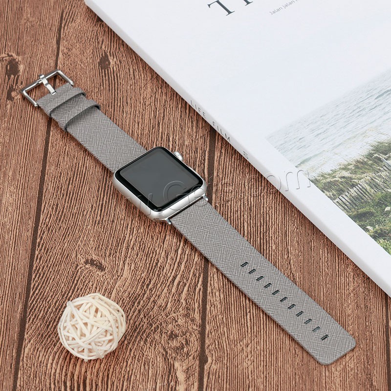 Leather Watch Band, stainless steel watch band clasp, for Apple Watch & different size for choice, more colors for choice, Length:Approx 7 Inch, Sold By PC