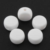 Solide Acryl Perlen, flache Runde, Volltonfarbe, weiß, 7x3mm, Bohrung:ca. 1mm, ca. 3500PCs/Tasche, verkauft von Tasche