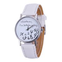 Unisex Wrist Watch, PU Leather, with zinc alloy dial & Glass, silver color plated, with letter pattern 20mm Approx 9.25 Inch 