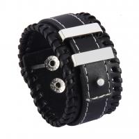 Cowhide Bracelet, with Stainless Steel, platinum color plated, Unisex & adjustable 40mm Approx 8.5 Inch 