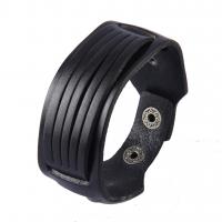 Cowhide Bracelet, zinc alloy snap clasp, plumbum black color plated, Unisex 33mm, 18mm .1 