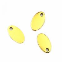 Stainless Steel Pendants, Flat Oval, gold color plated, polished Approx 1mm 