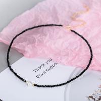 Obsidian Choker Necklace, with White Shell & 925 Sterling Silver, with 3.93lnch extender chain, Star, real gold plated, for woman & faceted Approx 11.8 Inch 