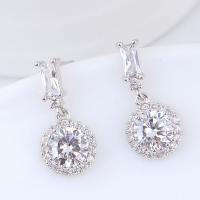 Cubic Zircon Brass Earring, platinum plated, for woman & with cubic zirconia, nickel, lead & cadmium free 