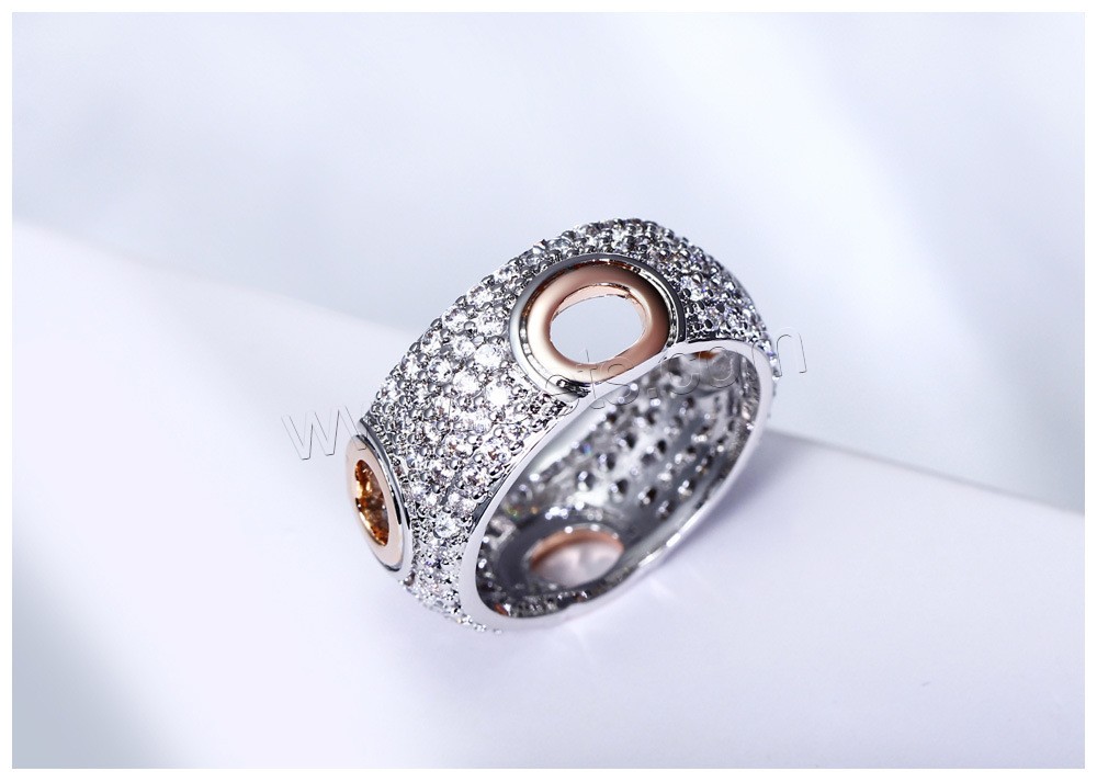 Cubic Zirconia Micro Pave Brass Finger Ring, plated, different size for choice & micro pave cubic zirconia & for woman, 9mm, Sold By PC