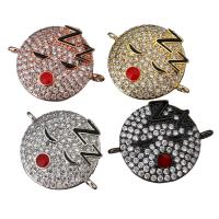 Cubic Zirconia Micro Pave Brass Connector, Flat Round, plated, micro pave cubic zirconia & enamel & 1/1 loop Approx 1mm 