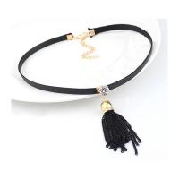 PU Leather Choker Necklace, with Crystal & Zinc Alloy, with 1.5lnch extender chain, plated, for woman & with rhinestone Approx 14 Inch 