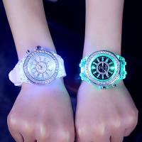 Unisex Wrist Watch, Silicone, with zinc alloy dial & Glass, with rhinestone, Random Color Approx 7.5 Inch 