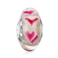 Fashion Lampwork European Bead, Rondelle, handmade, with 925 logo & sterling silver double core without troll Approx 4.5mm 