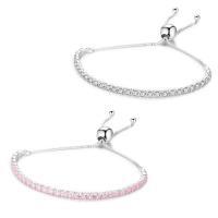 Cubic Zirconia Sterling Silver Bracelets, Brass, adjustable & for woman & with cubic zirconia 25cm Approx 9.5 Inch 