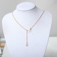 Zinc Alloy Necklace, with 1.9lnch extender chain, Moon and Star, gold color plated, oval chain & for woman Approx 22 Inch 
