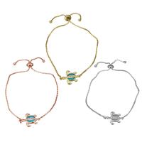 Brass Bracelet, with Opal, Turtle, plated, adjustable & box chain & micro pave cubic zirconia & for woman 1mm Approx 6-9 Inch [