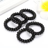 Telefon Wire Hair Elastic, Kunststoff, Kreisring, nachhaltiges & elastisch, schwarz, 35mm, 10PCs/Menge, verkauft von Menge