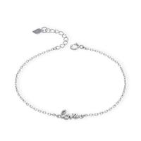 Cubic Zirconia Sterling Silver Bracelets, 925 Sterling Silver, with 1.18lnch extender chain, Letter, word love, oval chain & for woman & with cubic zirconia Approx 6.3 Inch 