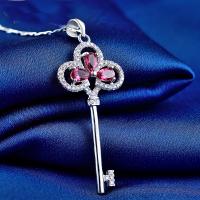Sterling Silver Key Pendants, 925 Sterling Silver, with cubic zirconia Approx 3-5mm 