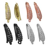 Brass Earring Hook, plated, with loop & micro pave cubic zirconia 1mm Approx 1.5mm [