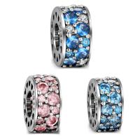 Cubic Zirconia Thailand Sterling Silver European Beads, Rondelle, without troll & with cubic zirconia Approx 4.5mm 