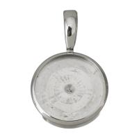 Stainless Steel Pendant Setting, Flat Round, double-sided, original color Approx Inner Approx 14mm 