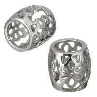 Stainless Steel Large Hole Beads, Drum, hollow, original color Approx 6mm 