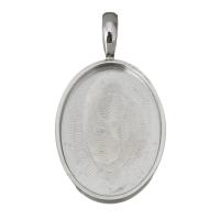 Stainless Steel Pendant Setting, Flat Oval, original color Approx Inner Approx 