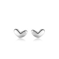 Sterling Silver Stud Earring, 925 Sterling Silver, Heart, platinum plated, for woman 