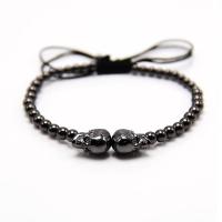 Brass Woven Ball Bracelets, with Nylon Cord, Skull, plated, Unisex & adjustable Approx 7 Inch 