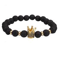 Lava Bracelet, with Brass, Crown, plated, Unisex Approx 7.8 Inch 