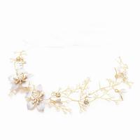 Свадебный волосы Венок, цинковый сплав, с Сатиновая лента & пластик, Форма цветка, плакирован золотом, Для Bridal & со стразами, длина:Приблизительно 40.6 дюймовый, продается PC