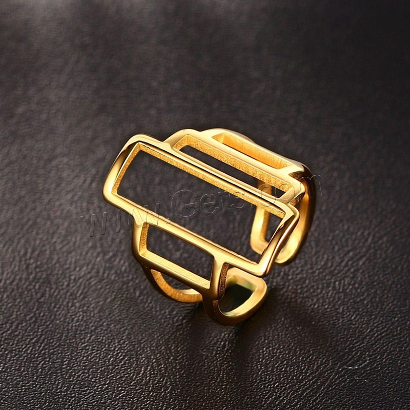 Stainless Steel Finger Ring, gold color plated, adjustable & different size for choice & for woman, 24mm, Sold By PC