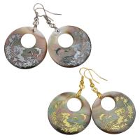 Abalone Shell Earring, Brass, with Abalone Shell, Flat Round, plated, for woman 55mm, 31mm 