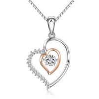 Cubic Zirconia Brass Pendants, Heart, plated, for woman & with cubic zirconia & hollow Approx 0.5mm 