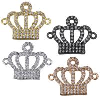 Cubic Zirconia Micro Pave Brass Connector, Crown, plated, micro pave cubic zirconia & 1/1 loop Approx 1.5mm 