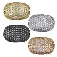 Cubic Zirconia Micro Pave Brass Connector, Flat Oval, plated, micro pave cubic zirconia & 1/1 loop Approx 1.5mm 