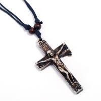 Ox Bone Necklace, with Linen & Resin, Cross, Unisex Approx 31.5-32.6 Inch 