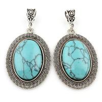 Turquoise Zinc Alloy Pendants, with turquoise, antique silver color plated, lead & cadmium free Approx 