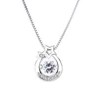 Cubic Zirconia Sterling Silver Pendants, 925 Sterling Silver, platinum plated, for woman & with cubic zirconia & hollow Approx 0.5mm 