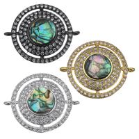 Cubic Zirconia Micro Pave Brass Connector, with Abalone Shell, plated, mosaic & micro pave cubic zirconia & 1/1 loop Approx 1mm 