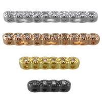 Brass Spacer Bar, plated, multihole & micro pave cubic zirconia 