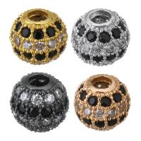 Large Hole Brass Beads, Drum, plated, micro pave cubic zirconia Approx 3mm 