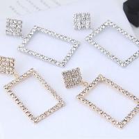 Cubic Zirconia Micro Pave Brass Earring, Square, plated, micro pave cubic zirconia & for woman nickel, lead & cadmium free 