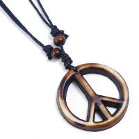Resin Sweater Necklace, with Linen, Peace Logo, Unisex Approx 31.5 Inch 