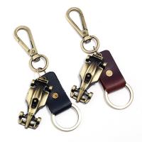 alliage de zinc porte-clés, avec Cuir, Plaqué de couleur de bronze antique, plus de couleurs à choisir Vendu par PC