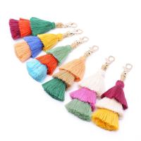 Zinc Alloy Bag Pendant, with Cotton Thread, Tassel, rose gold color plated, Bohemian style 150mm 