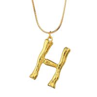 Zinc Alloy Necklace, with 3.15inch extender chain, Alphabet Letter, gold color plated, snake chain & for woman, 40mm Approx 17.7 Inch 