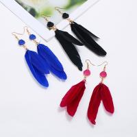 Feather Drop Earring, with Zinc Alloy, gold color plated, for woman 