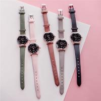 Uhrenarbänder für Frauen, Glas, mit PO Leder & Zinklegierung, chinesische Bewegung, plattiert, ohne Box & Sternendesign, keine, 28mm, Länge:ca. 8.6 ZollInch, verkauft von PC