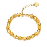 Copper Alloy Bracelet, with 1.37inch extender chain, gold color plated, for woman Approx 6.7 Inch 