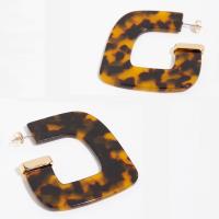 Acrylic Stud Earring, with Zinc Alloy, gold color plated, for woman 